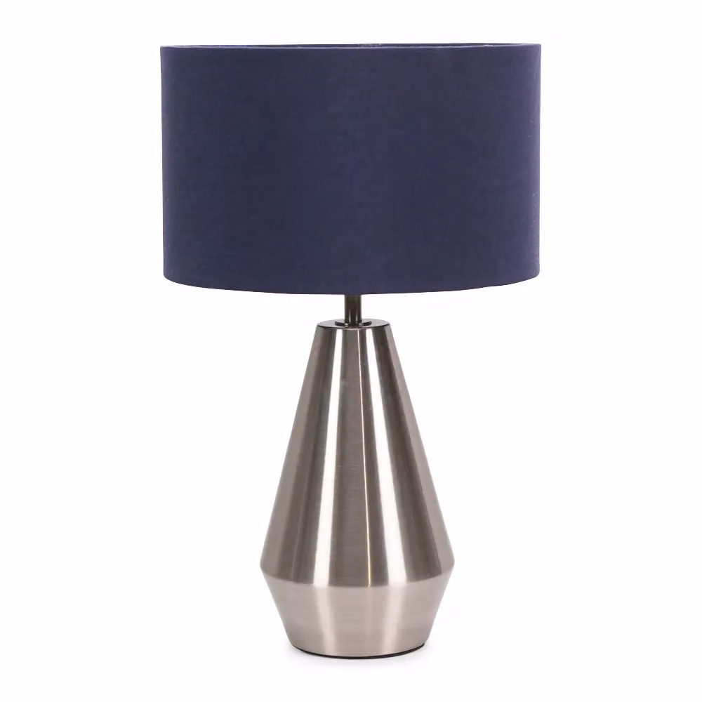 ValueLights Jax Dimmable Touch Table Lamp in Brushed Chrome with Silver Fabric Drum Shade and LED Bulb – 2