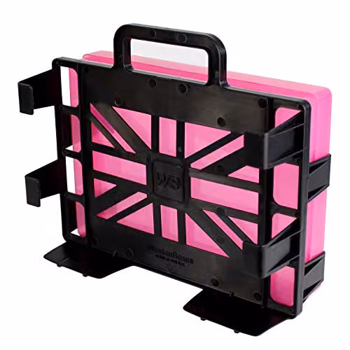 WestonBoxes A4-2-GO Portable Document Box Carrier with 2 Pink A4 Storage Boxes – 2