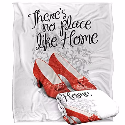 LOGOVISION The Wizard of Oz No Place Like Home Super Soft Fleece Throw Blanket, W/D/H: 152 x 127 cm, White/Multicolour – 1