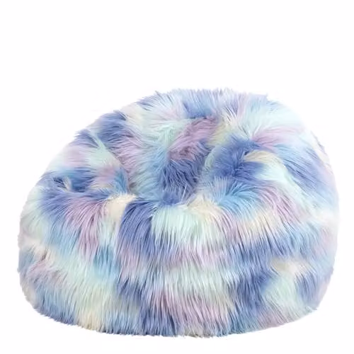 ICON Kingston Classic Faux Fur Kids Bean Bag Chair with Filling Included in Pink, Blue or Multicolour – 1