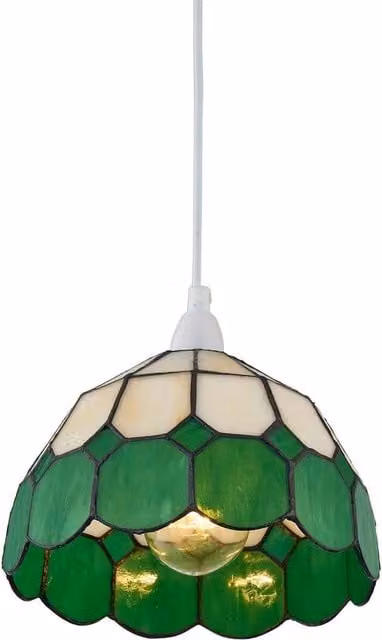First Choice Lighting Oxford Green Tiffany Easy Fit Round Glass Pendant Shade