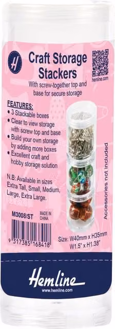 Hemline Craft Storage Stackers, Transparent, 42cl, Pack of 3
