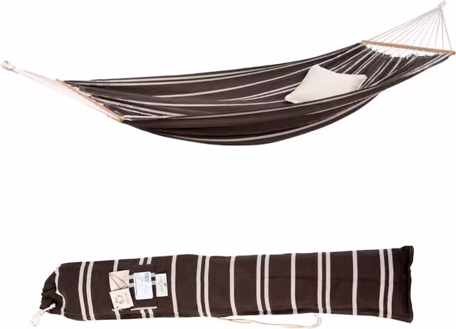 Brasilia Cappuccino Amazonas Mocca Brown Striped Cotton and Wood Chair