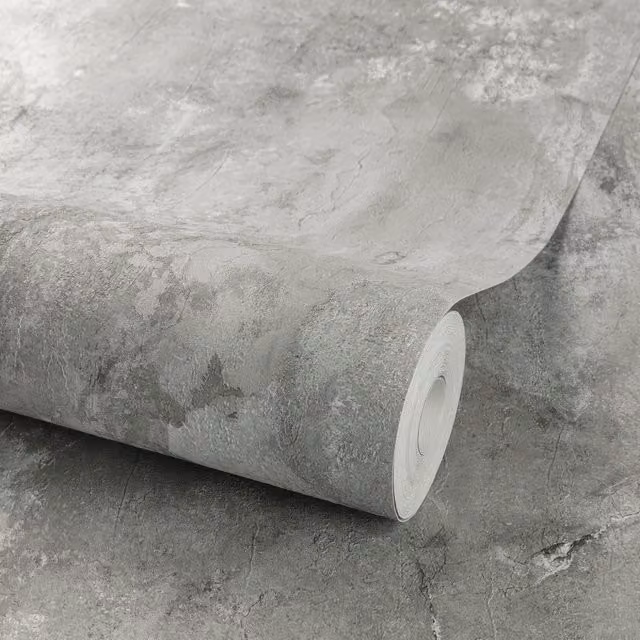 Grandeco Brandenburg Grey Concrete Textured Industrial Abstract Wallpaper