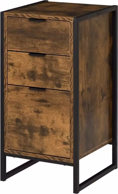 Pirlo Plush Industrial 3 Drawer Chest of Drawers in Brown
