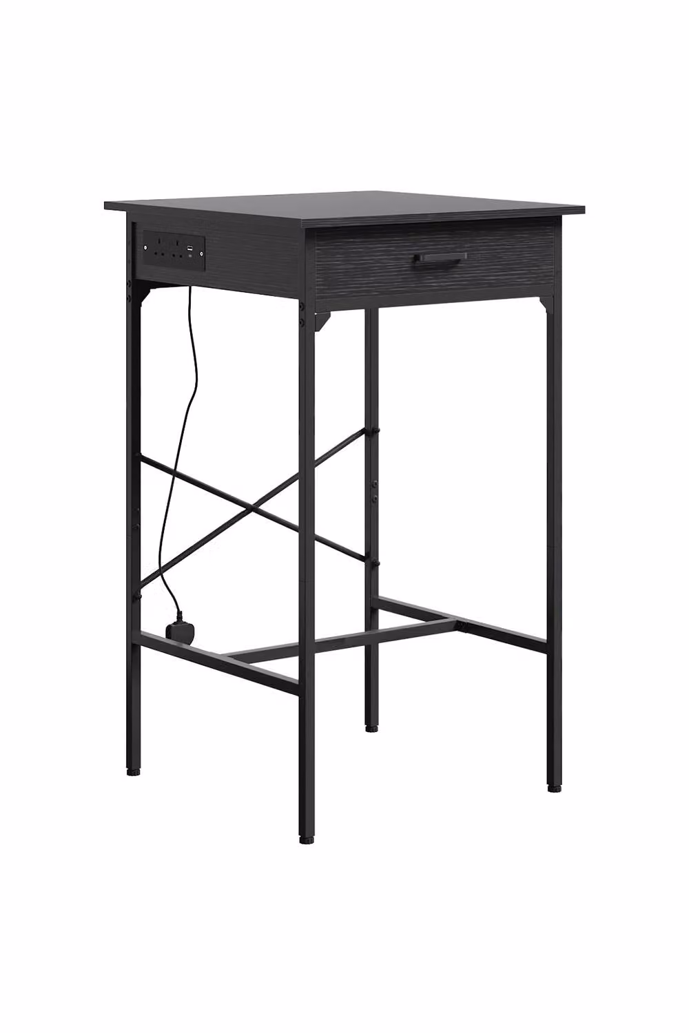 Living and Home Modern Square Tall Cafe Bar Table in Matt Black Metal – 4