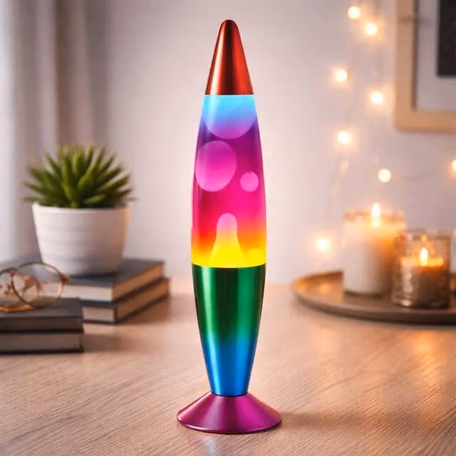 Dragodirect Rainbow Lava Lamp Multicolour Motion Mood Light for Bedroom or Desk, Height: 40.64 cm