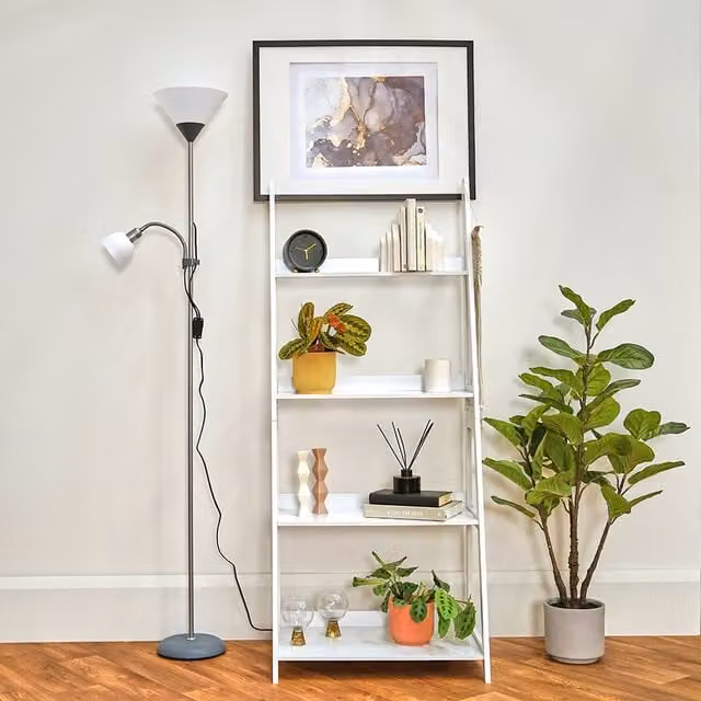 ValueLights Mozz Mother and Child Adjustable Floor Lamp with Bulbs in Silver