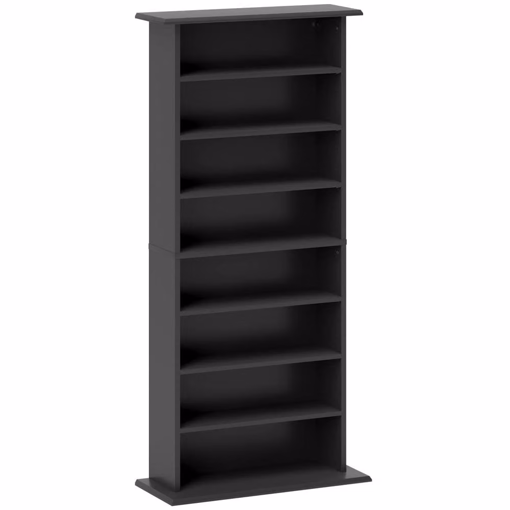 Wyld Haus Kael Black CD Storage Unit with 8 Media Compartments and Adjustable Shelves, H 126.3 cm x W 58 cm x D 24 cm – 3