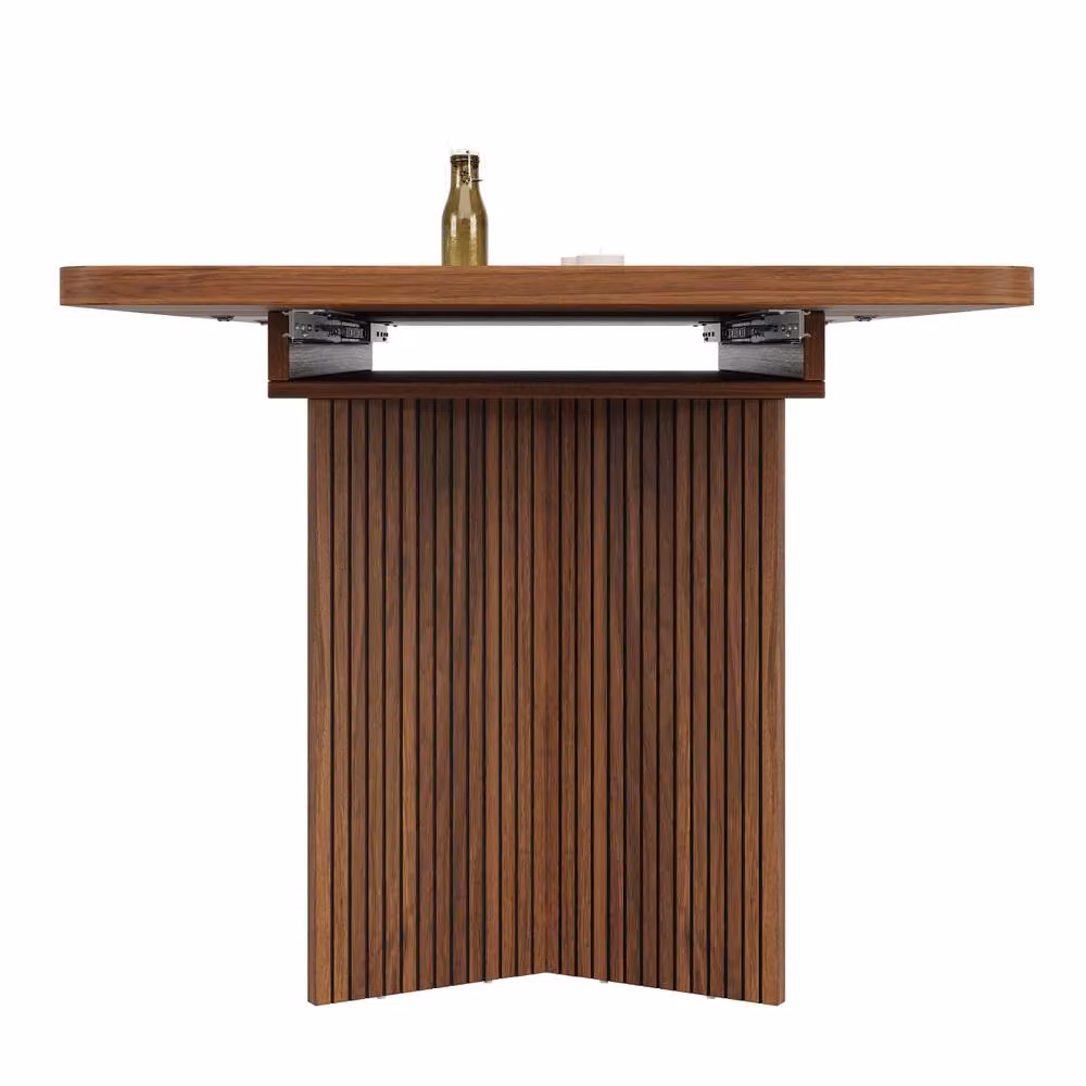 Merax Rectangular Extending Dining Table in Walnut with V-Leg Pedestal Base, W/D/H: 120-160 x 60 x 76.1 cm – 5