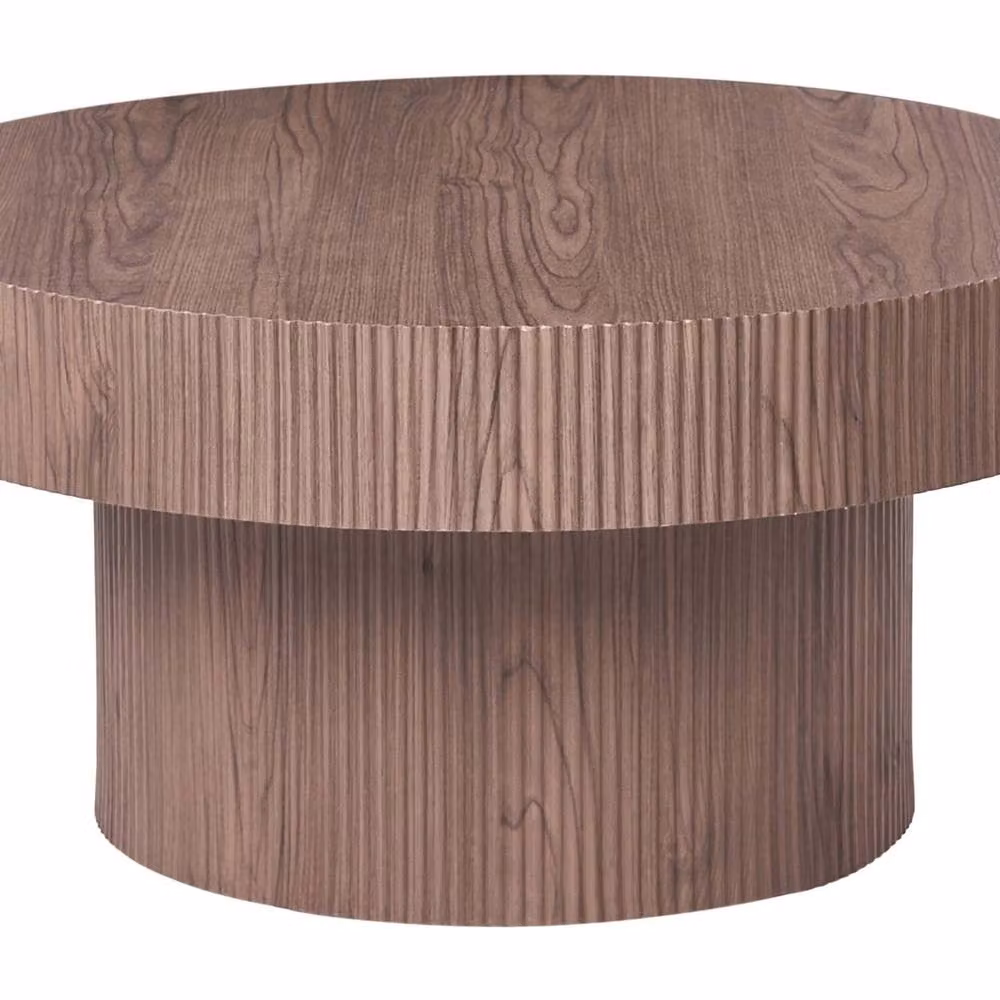 Wyld and Coco Round Coffee Table in Brown with MDF Top, Diameter: 80 cm, Height: 38 cm – 2
