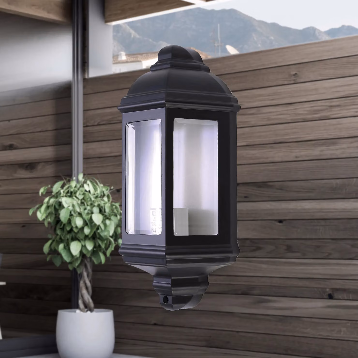 First Choice Lighting Parkins Set of 2 Black Outdoor Half Lantern Wall Lights – 3