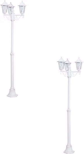 Loops 2 Pack White Aluminium IP44 Outdoor Bollard Lanterns with E27 Lamp Holder