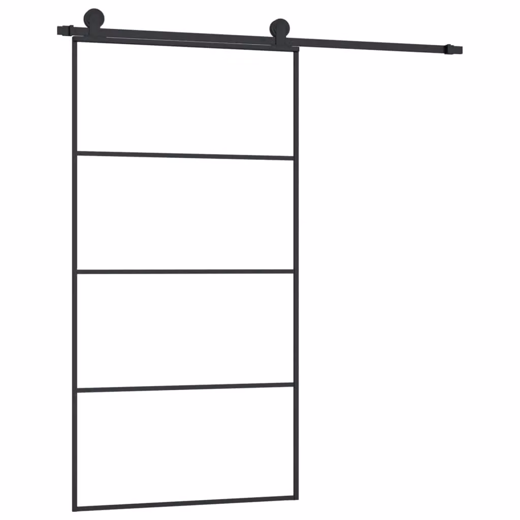 Berkfield Home Sliding Door with Hardware Set in Black, ESG Glass and Aluminium, W: 102.5 cm, H: 205 cm – 2