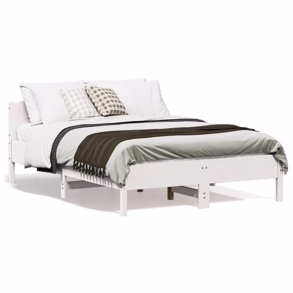 Berkfield Home Beautiful Small Double Bed Frame in White Solid Pine, W/D/H: 120 x 190 cm – 2