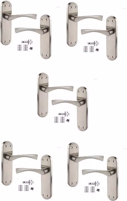 Golden Grace Door Handles on Backplate in Chrome and Stainless Steel