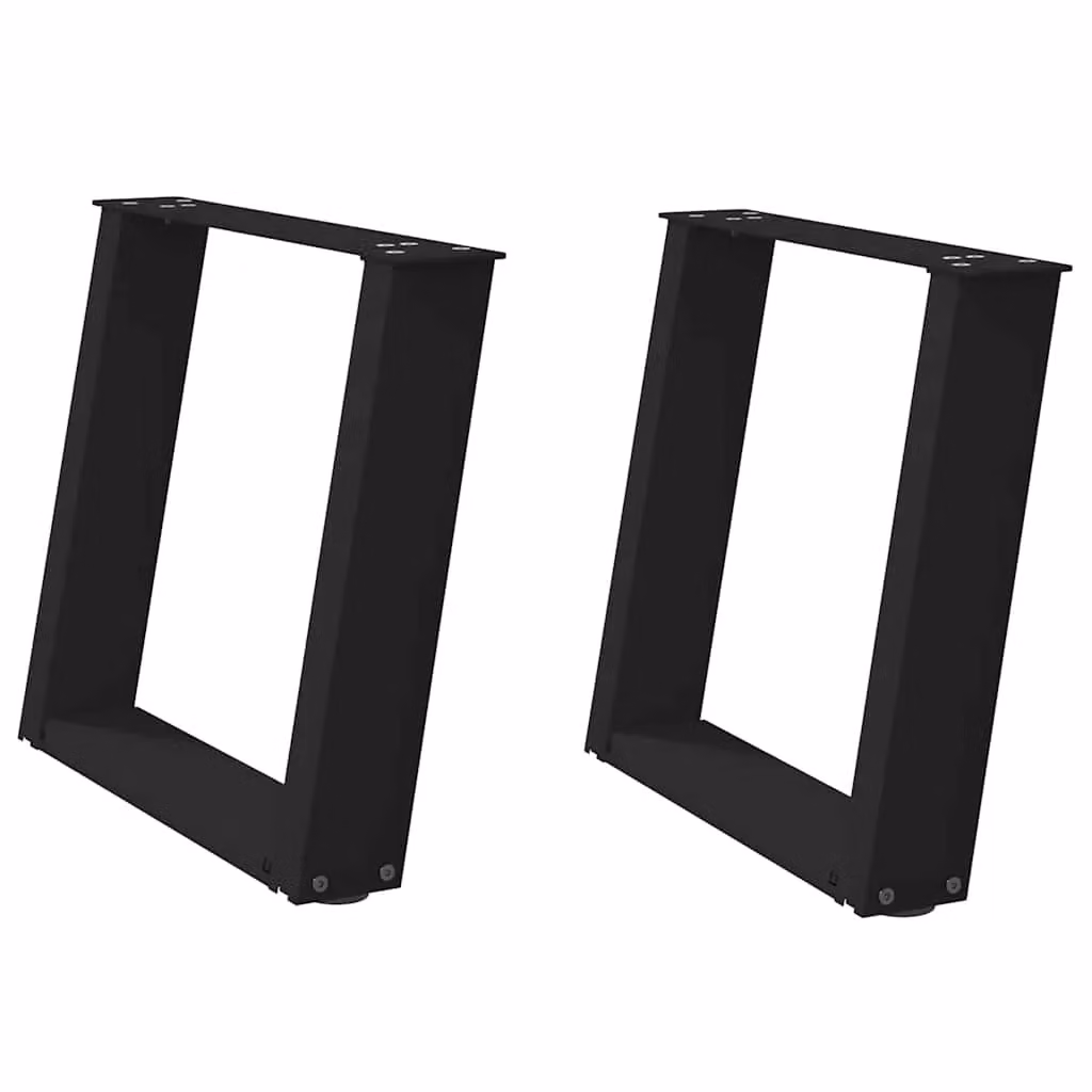 Berkfield Home U-Shaped Coffee Table Legs, 2 Piece Set, Black Matt Steel, H: 50 cm, W: 42.5-43 cm – 2