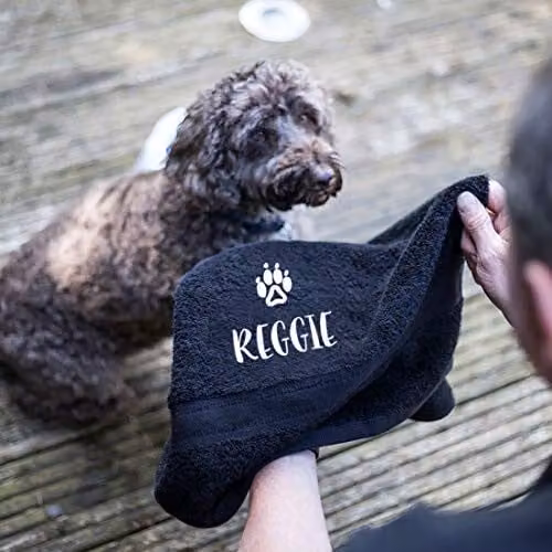 Duncan Stewart Personalised Dog Towel in Grey – 1