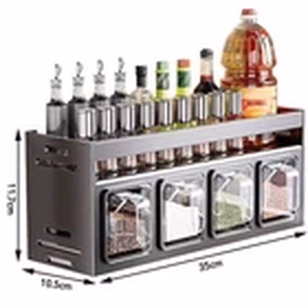 EONLION 5-Grid Kitchen Spice Rack and Seasoning Organizer Storage Stand in Grey – 2