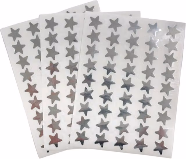 Janrax Pack of 540 Silver 15mm Self-Adhesive Shiny Paper Stars