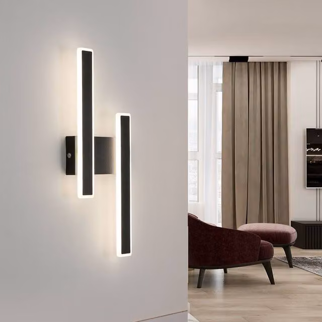 Goeco Modern Black Aluminium LED Wall Light with 4500K Cool White Up and Down Lighting