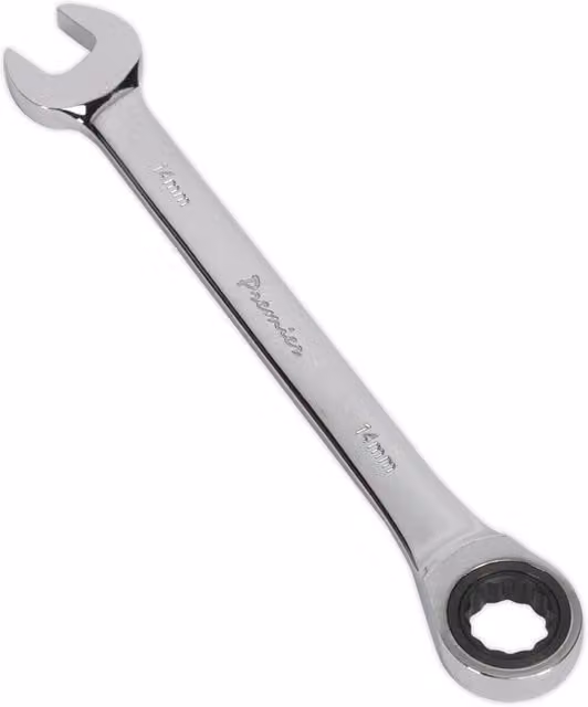 Loops 14mm Ratchet Combination Spanner in Silver Chrome Vanadium Steel