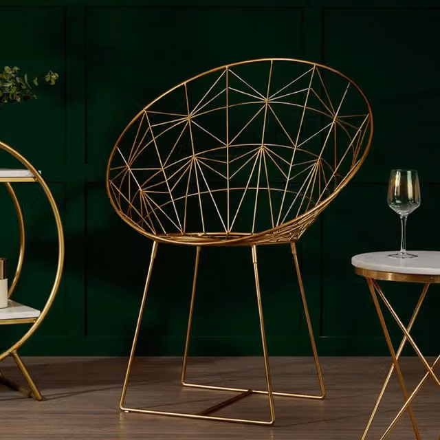 Orsina Geometric Gold Metal Accent Chair