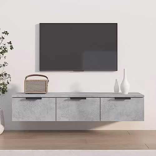 vidaXL Modern Wall Cabinet in Concrete Grey, W/D/H: 102 x 30 x 20 cm – 2