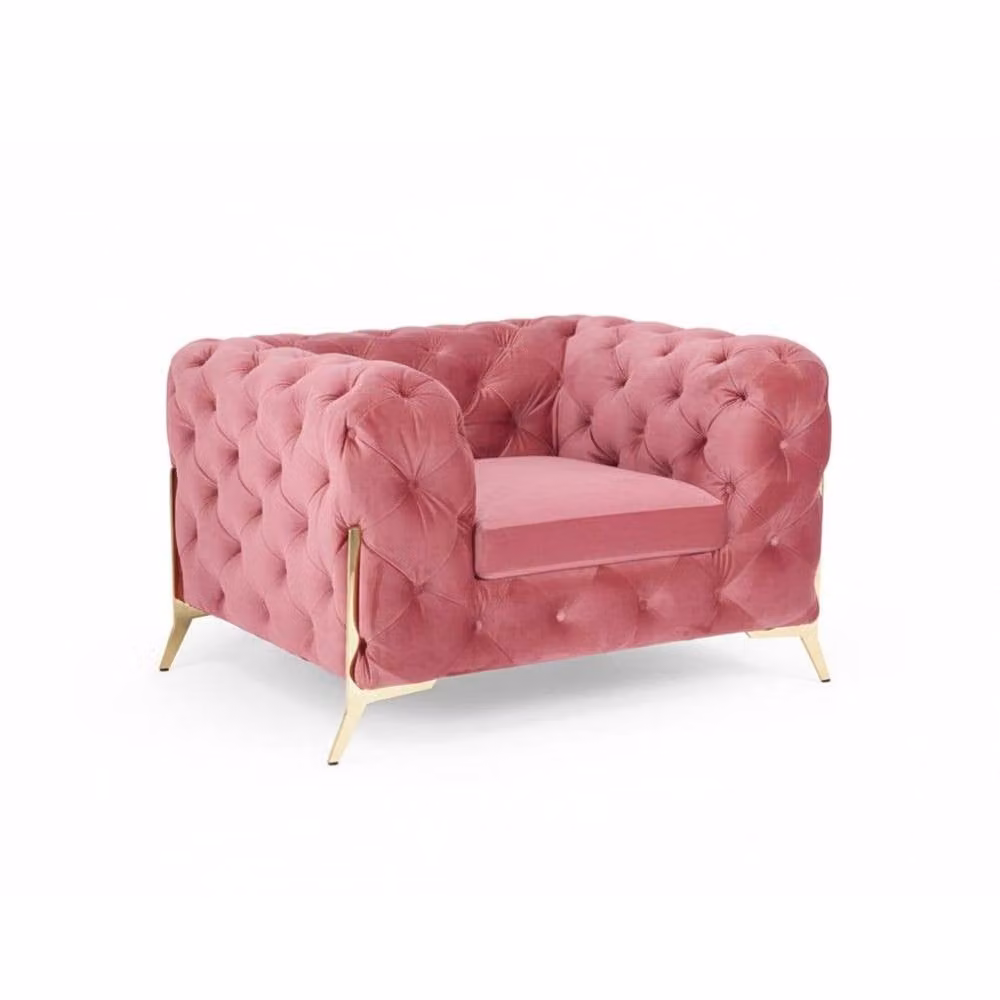 Stratus Interiors 3 Seater Italian Chesterfield Sofa in Pink Plush Velvet