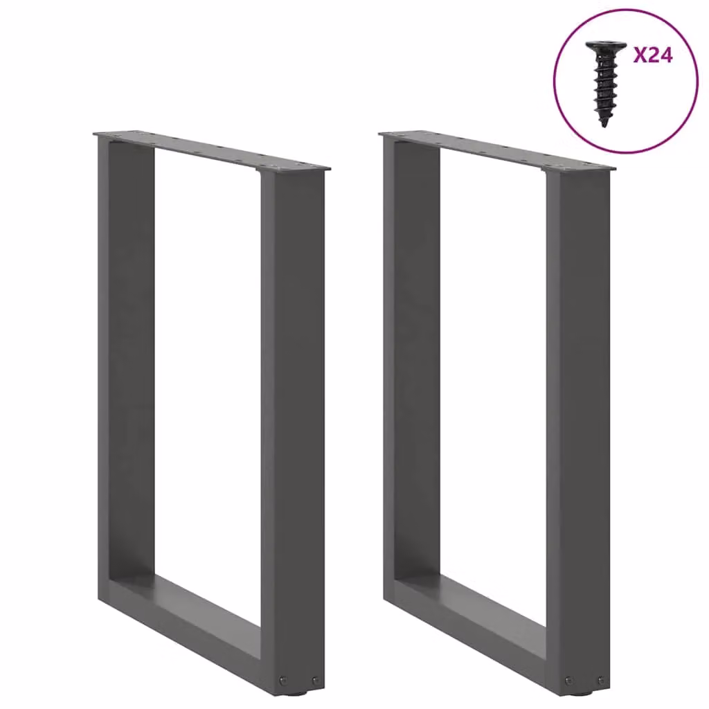 Berkfield Home U-Shaped Steel Coffee Table Legs, 2 Pieces, Anthracite and Black, H: 72-73 cm x W: 60 cm – 2