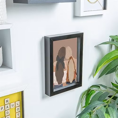 Nicola Spring A5 3D Shadow Box Photo Frame with White Mount in Black – 3