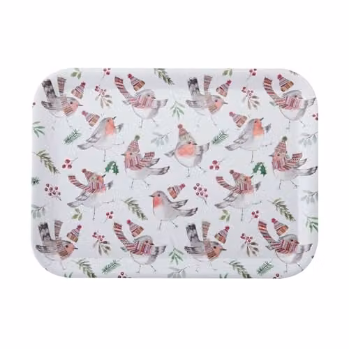 Mikasa TipperleyHill Rectangular Melamine Serving Tray in Red and White, W: 43.5 cm, D: 32 cm