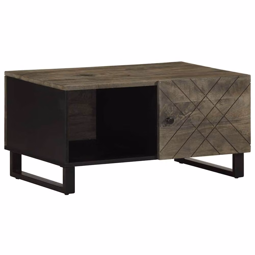 Berkfield Home Beautiful Coffee Table in Black Solid Mango Wood, W/D/H: 80 x 50 x 40 cm – 1