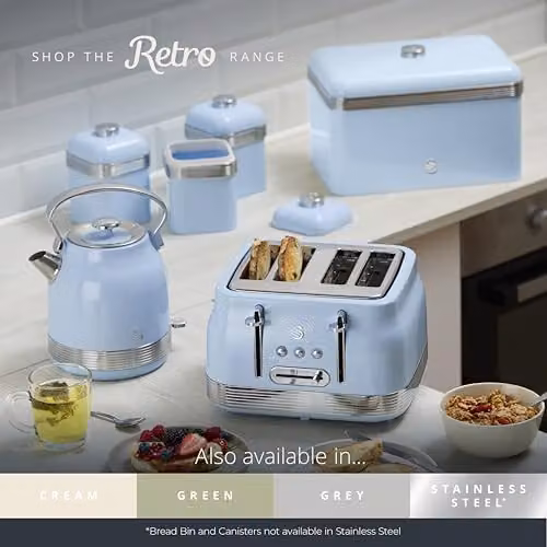 Swan SK14631BLU Retro Traditional Kettle in Blue and Stainless Steel, 1.7 l, 3 kW, with Removable Limescale Filter – 4