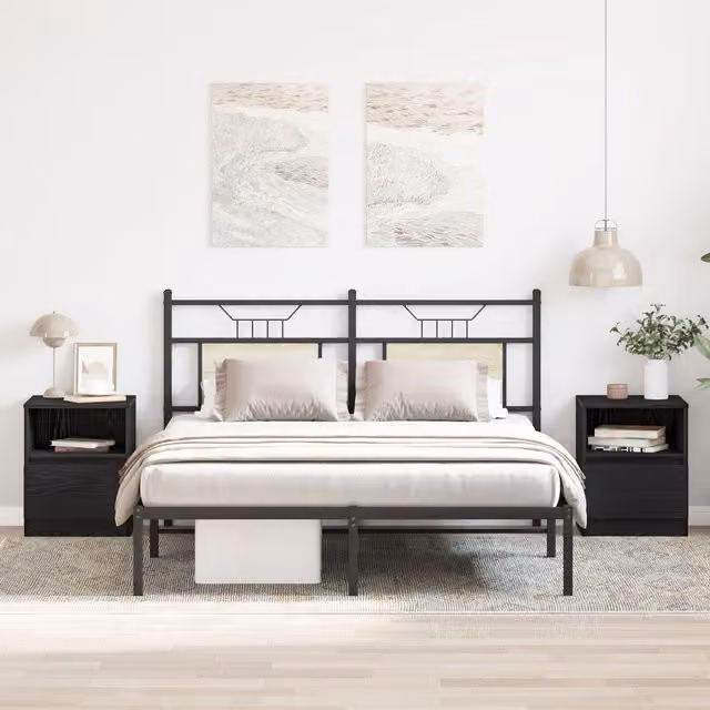 Berkfield Home Modern Black Oak Nightstands 2-Pack, W/D/H: 40 x 40 x 50 cm – 1