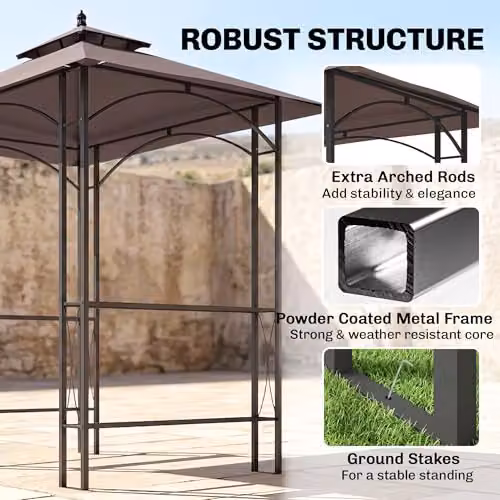 Outsunny BBQ Tent Canopy Gazebo in Brown, W: 250 cm, D: 150 cm, H: 255 cm – 4