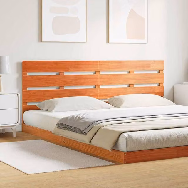 Berkfield Home Solid Pine Wood Headboard in Wax Brown, W: 200.5 cm, D: 3 cm, H: 80 cm – 1