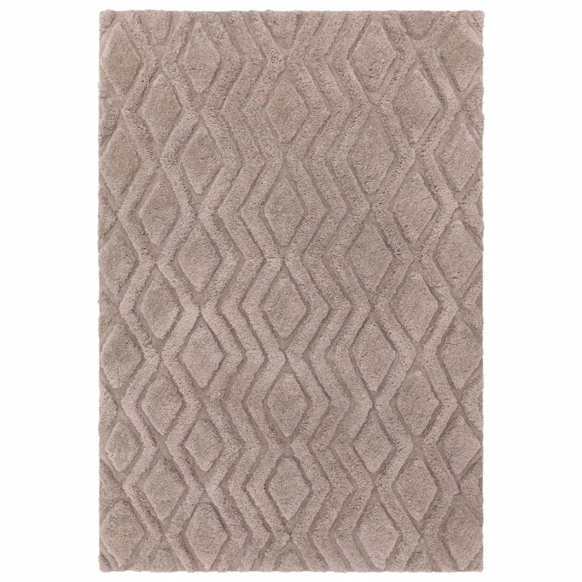 The Rug Shop UK Beige Modern Geometric Hand Made Shaggy Area Rug W: 200 cm, D: 290 cm – 2