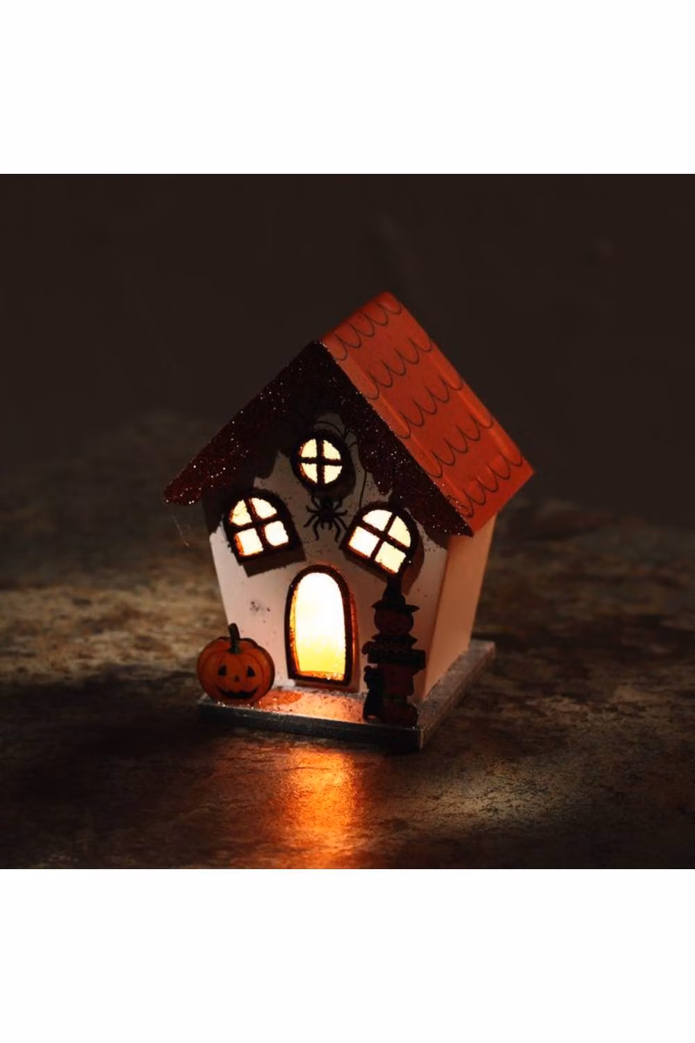 KDMD Spooky Spider Pumpkin House Halloween LED Tabletop Decor in Orange – 2