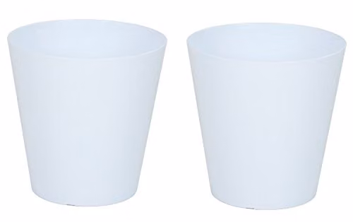 Wham 27102 Round Flower Pot Set of 2, White, Diameter: 18 cm