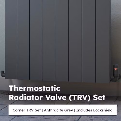 UK Radiators Anthracite Thermostatic Radiator Valve and Lockshield Valve Set – 3
