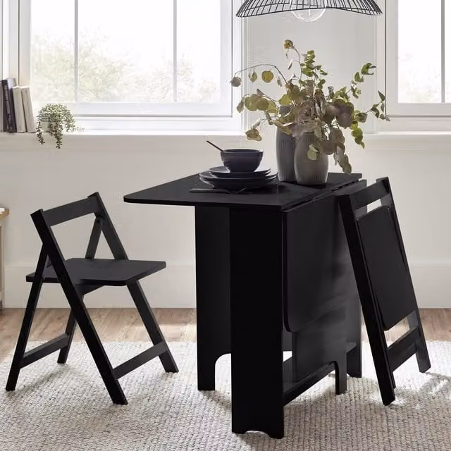 Julian Bowen Gatan Small Gateleg Table and 2 Chairs in Black and Grey