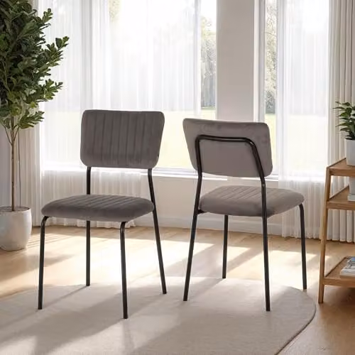 Seconique Sheldon Set of 4 Grey Velvet Dining Chairs with Metal Cantilever Base – 2