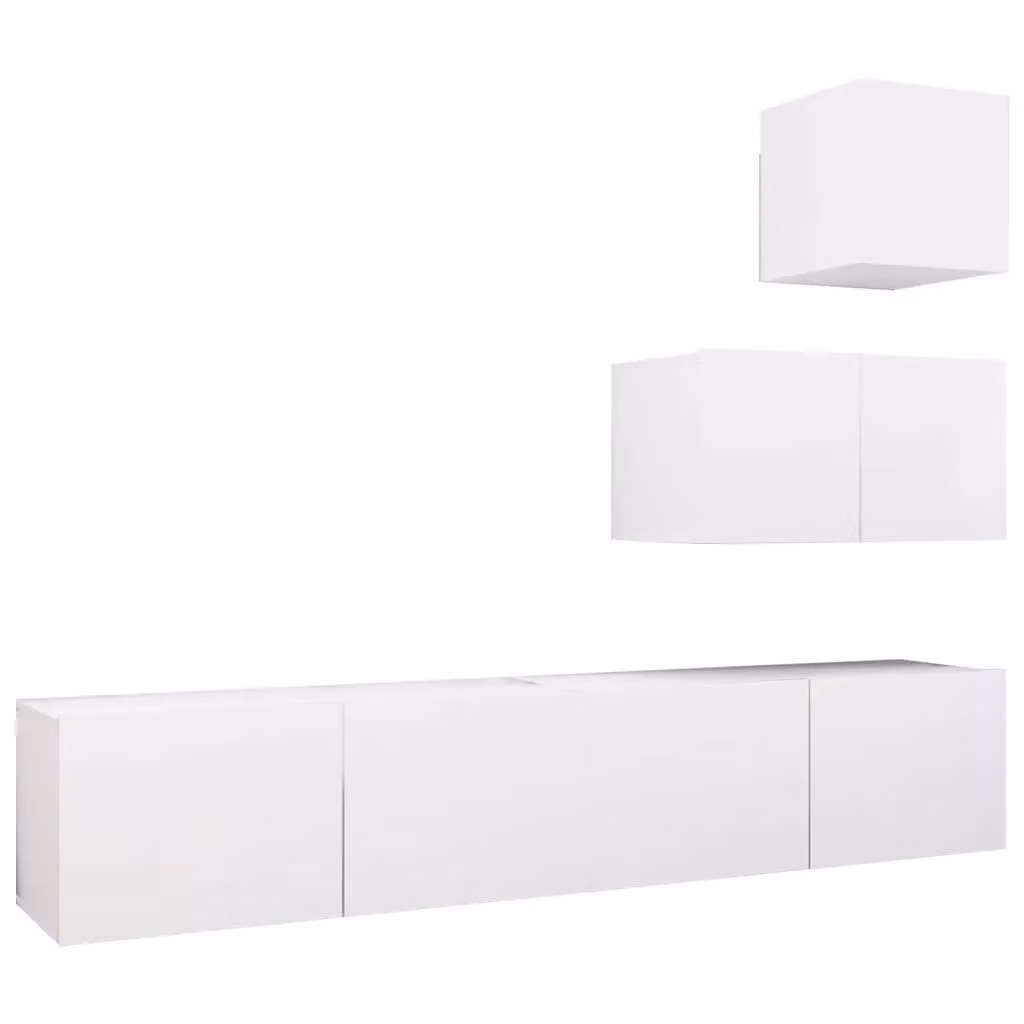 Berkfield Home 4 Piece Modern White MDF TV Cabinet Set – 2