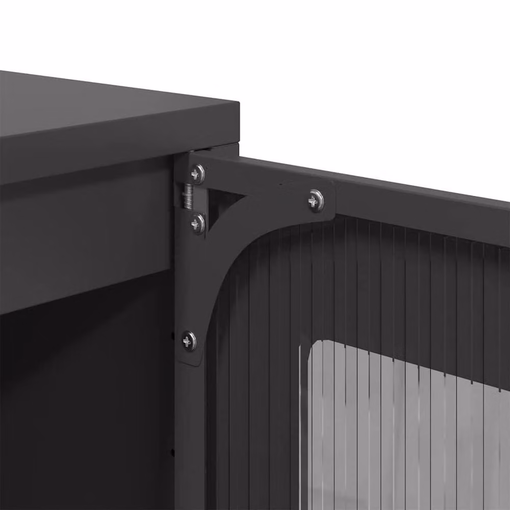 Berkfield Home Black Matt Steel Highboard W: 68 cm, D: 39 cm, H: 111.5 cm – 3