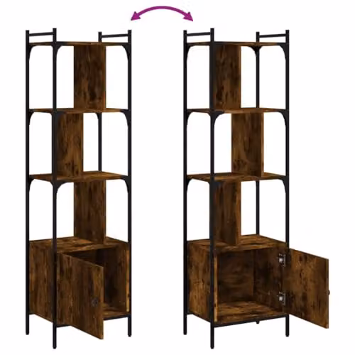 vidaXL Industrial Bookcase with Door in Smoked Oak Brown, W/D/H: 44.5 x 30 x 154.5 cm – 3