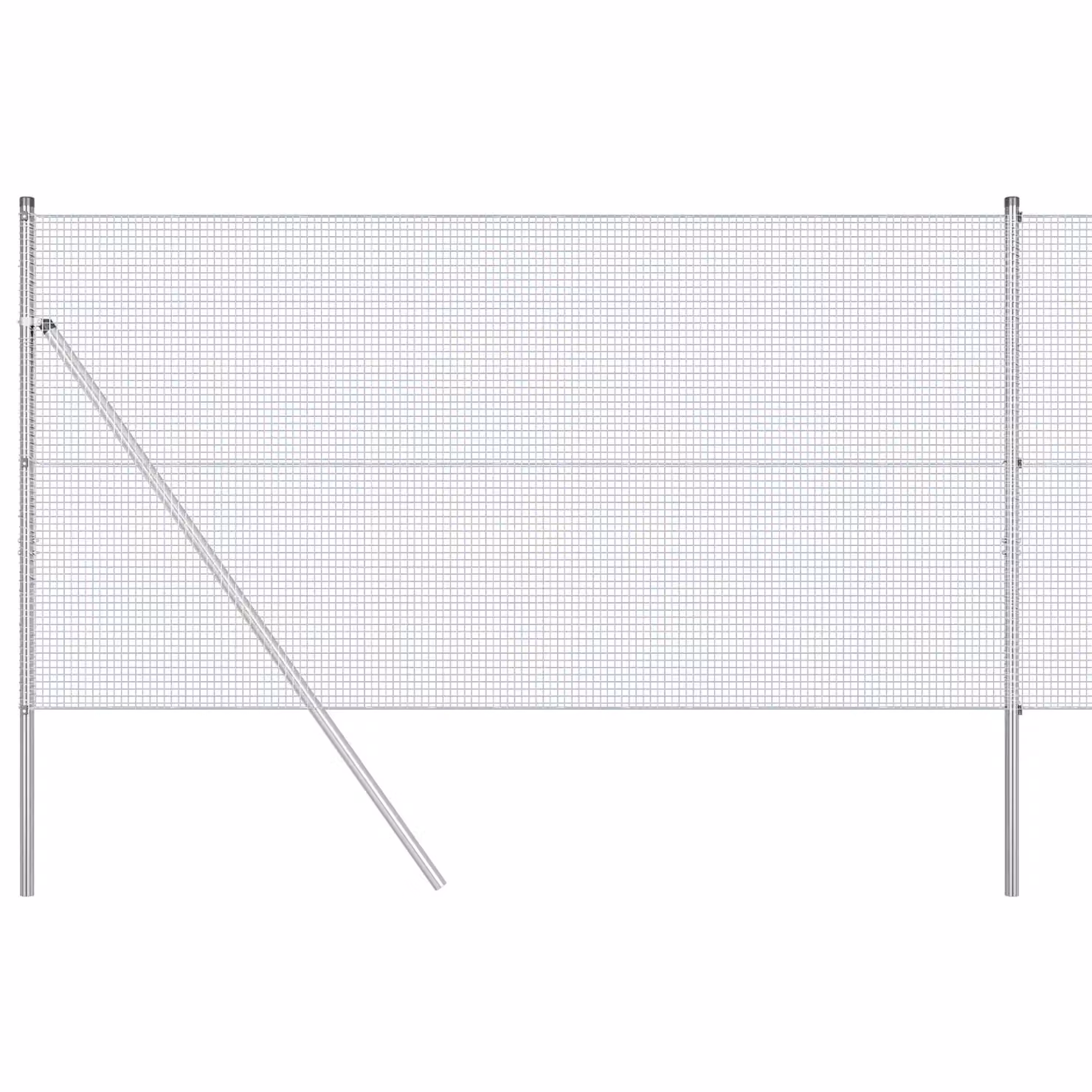 Berkfield Home Welded Wire Fence with 13 Posts, Galvanised Steel, Silver, W: 25 m, H: 1.4 m – 2