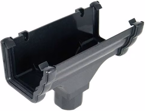 FloPlast Cast Iron Effect Ogee Gutter Universal Running Outlet in Black