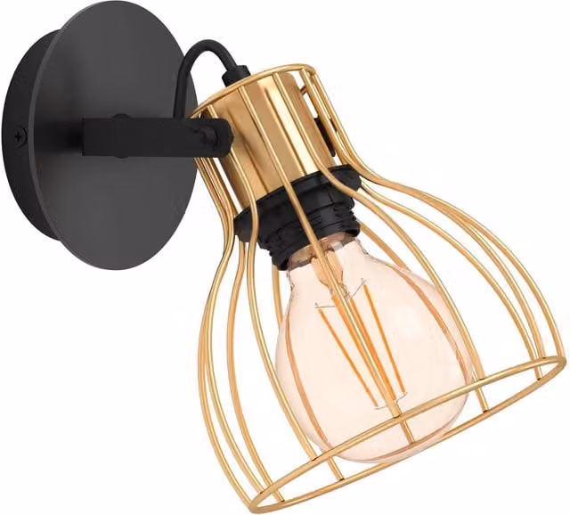 Eglo Sambatello IP20 Adjustable Caged Wall Light in Black and Brass