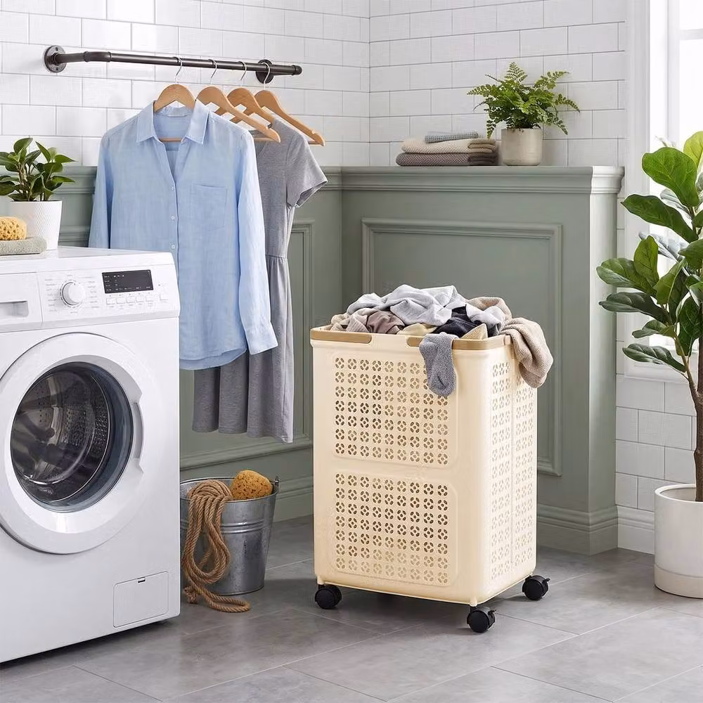 FORGEVIO Collapsible Folding Laundry Basket in Beige, 50L – 3